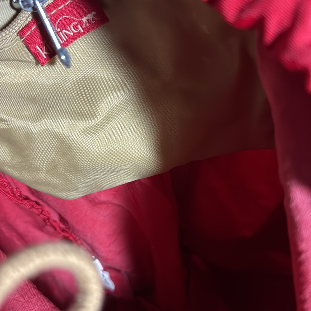 Rare Vintage Kipling Red Small Backpack Drawstring - image 8